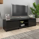 TV cabinet 140x40x35.5 cm chipboard high-gloss black