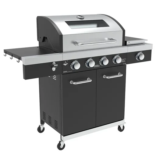 "Gas grill "Kingston" with infrared side burner, including cover image"