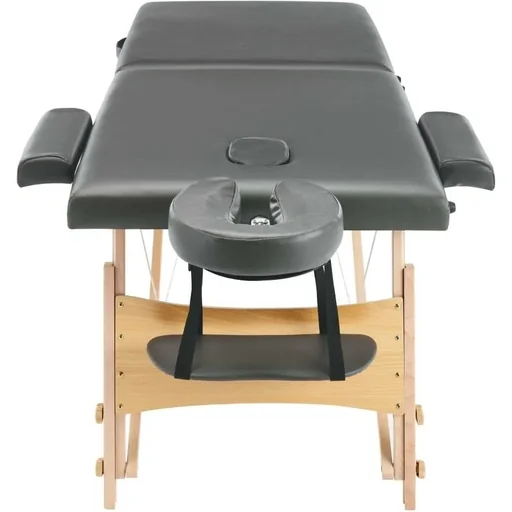 "Massage table 2 zones 186x68 cm wooden frame anthracite image"