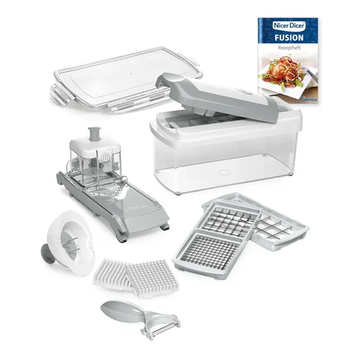 "Nicer Dicer Fusion, Set, White/Gray, 14-piece image"