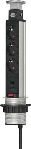 "Table power strip Tower Power 3-way, 2 USB ports image"