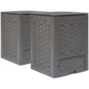 Compost bins 2 pieces 600 L 60x60x83 cm brown