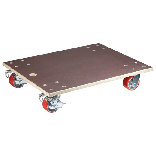 "Transport aid MM 1348, 78 x 59 x 16 cm, hard castors Ø 100 mm, roller bearings, 2 brakes, FSC® plate, load capacity 1,000 kg image"