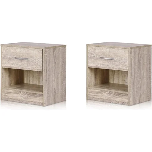"2 bedside tables in oak look - MDF - 39 x 28 x 41 cm image"