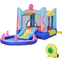 Inflatable bouncy castle with slide for 3 children Castle jumping castle with blower Play castle playhouse for 3-8 years kindergarten