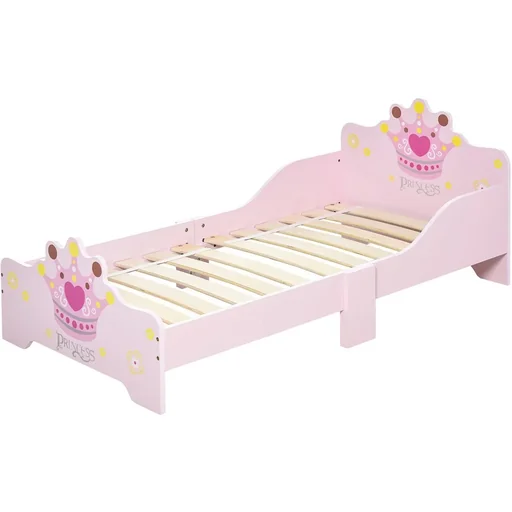 "Children's bed with princess motif with fall protection for 3 6 years, girl's bed, wooden bed for children's room, poplar wood, image"