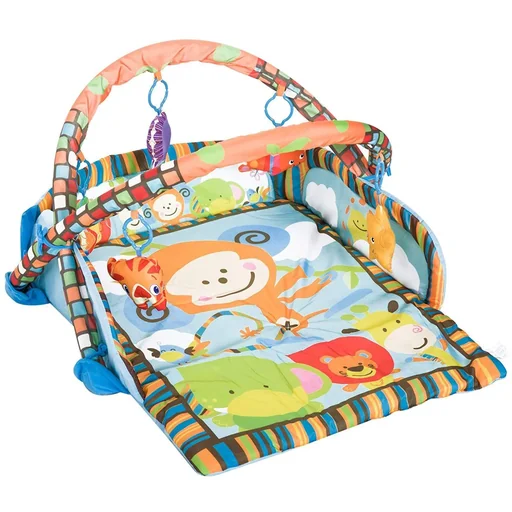 "Children's carpet animals crawling blanket with play arch colorful monkey shape image"