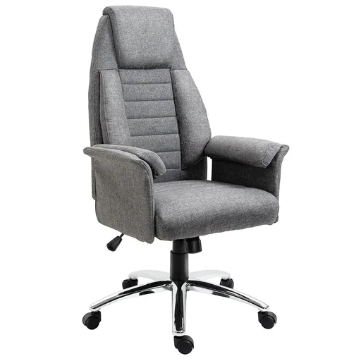 "Swivel chair, executive chair, office chair, desk chair, height-adjustable, fabric + metal, 79 x 70.5 x 116-125 cm (grey) image"
