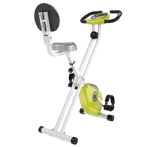 "Home trainer bike trainer with 8-level adjustable magnetic resistance, height adjustable, steel, yellow + white, 43 x 97 x 109 cm image"