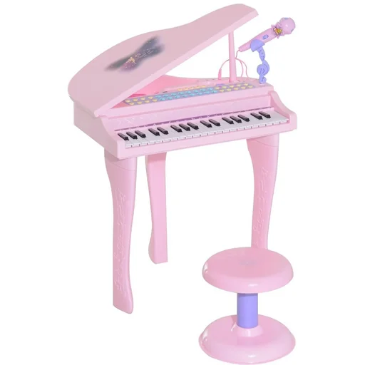 "Children's piano musical instrument MP3 USB incl. stool 37 keys pink image"