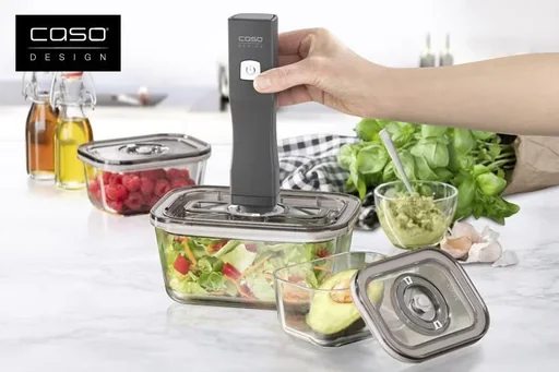 "Hand Vacuum Sealer OneTouch Eco-Set - Vacuum Sealer incl. 3 glass vacuum containers + 10 zip bags image"