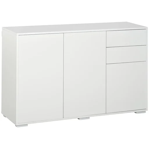 "Freestanding cupboard, storage cupboard, multi-purpose cupboard, filing cabinet, chest of drawers, 2 drawers, 3 doors, E1 chipboard, high gloss white image"