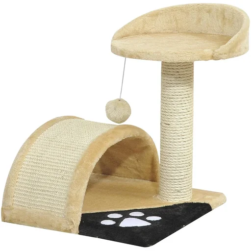 "Cat tree with beige plush 36 cm x 36 cm x 44 cm image"