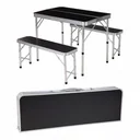 Folding camping table with 2 benches - 90 x 60 x 70 cm