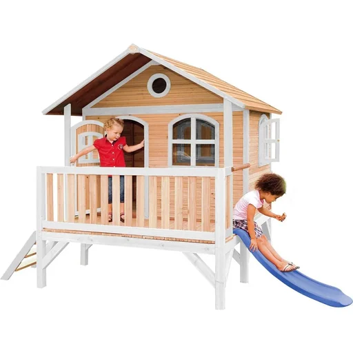 "Stef Playhouse Brown/white with Blue Slide image"