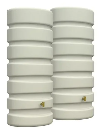 "Wall tank / rain barrel - set, 2 x 650 l tank "Classic", color sand beige image"