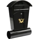 Mailbox with newspaper dispenser and 2 buttons - black - 480x280x80 mm