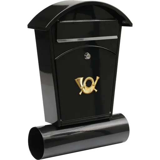 "Mailbox with newspaper dispenser and 2 buttons - black - 480x280x80 mm image"