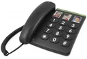 Corded large-button telephone PhoneEasy 331ph black with optical call signaling, 3 direct-dial photo buttons