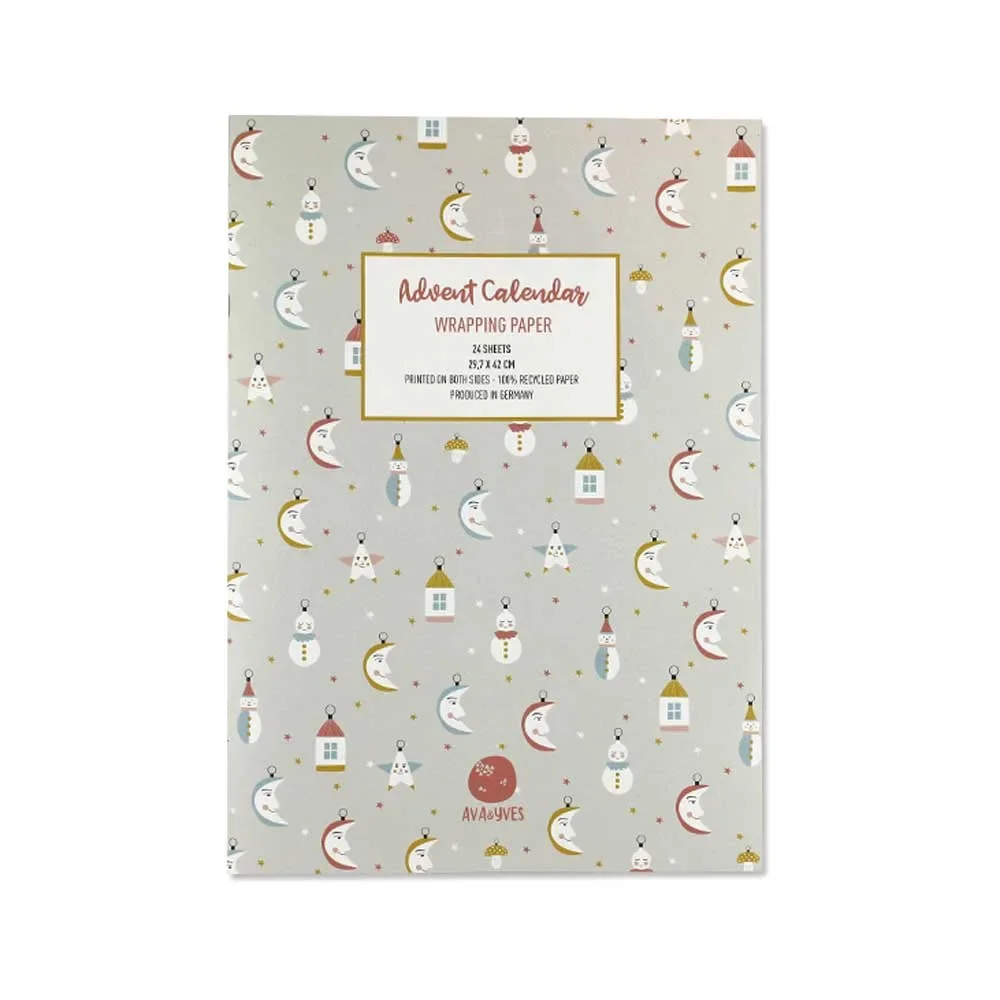 "Ava & Yves inpakpapier adventskalender kerstdroom image"
