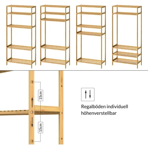"Bathroom shelf 5 shelves height adjustable 130x60x26cm image"