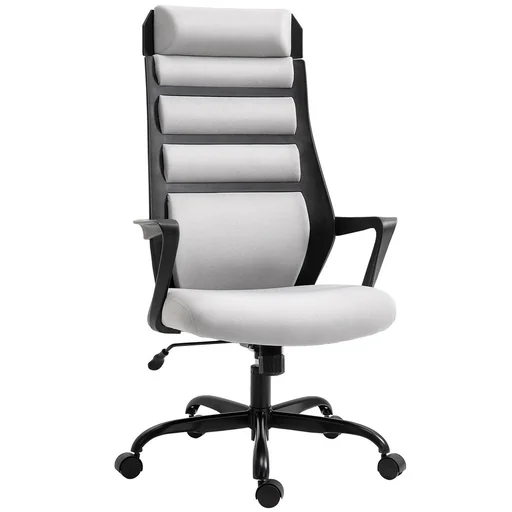 "Office chair Ergonomic swivel chair with rocker function Armrest height adjustable Artificial linen Steel Grey+Black 60 x 64 x image"