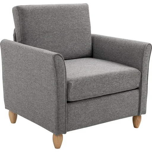 "Single sofa upholstered chair removable with cushion 200 kg load capacity linen covers foam light grey 82 x 65 x 78 cm image"