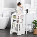 Learning tower step stool for kitchen kitchen helper with 2 adjustable levels more safety anti-slip design from 18 months to