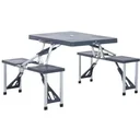 Camping table aluminum foldable black 4 people