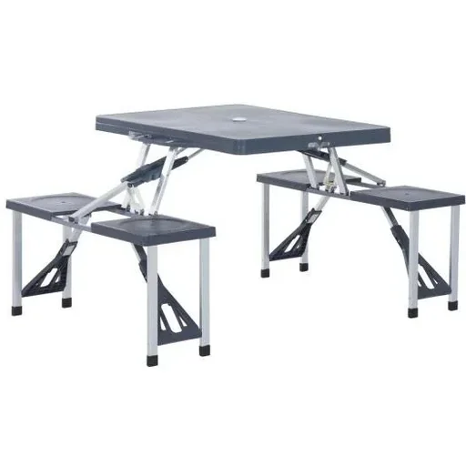 "Camping table aluminum foldable black 4 people image"