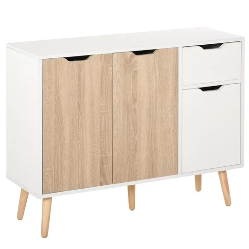 "Sideboard with cupboard and drawers chest of drawers bedside table side cabinet in Scandinavian design plenty of storage space MDF chipboard image"