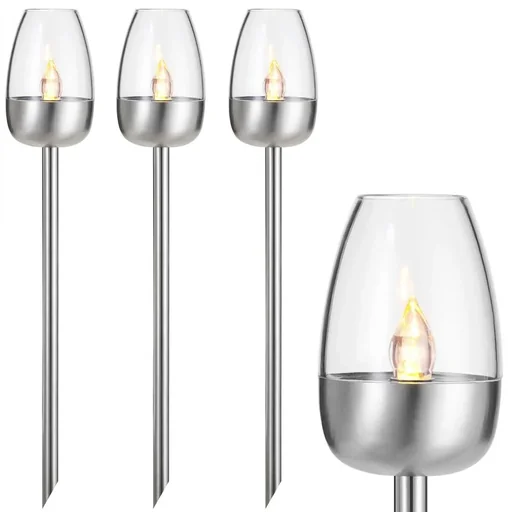 "Solar lights set of 3 stainless steel 38cm image"