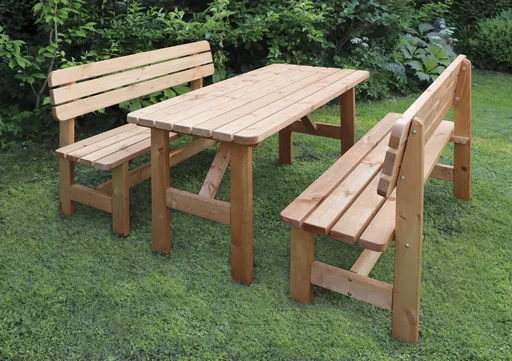 "Summer wooden furniture, honey brown image"