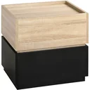 Bedside table with drawer, stackable bedside table, drawer cabinet, bedroom bedside table, chipboard, black+natural 50