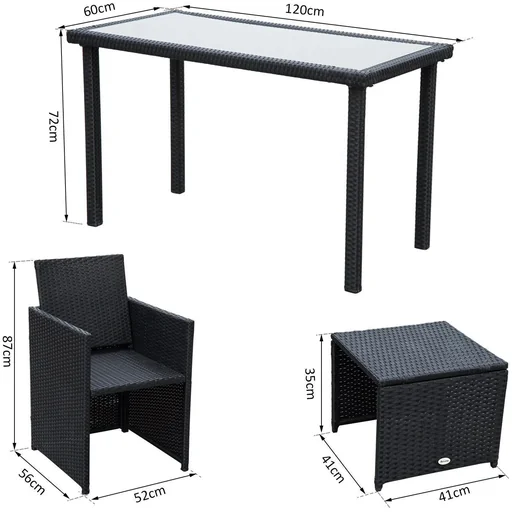 "Polyrattan seating group garden set 11 pcs, with cushions black image"