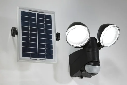 "Duo spotlight with solar panel and motion detector image"