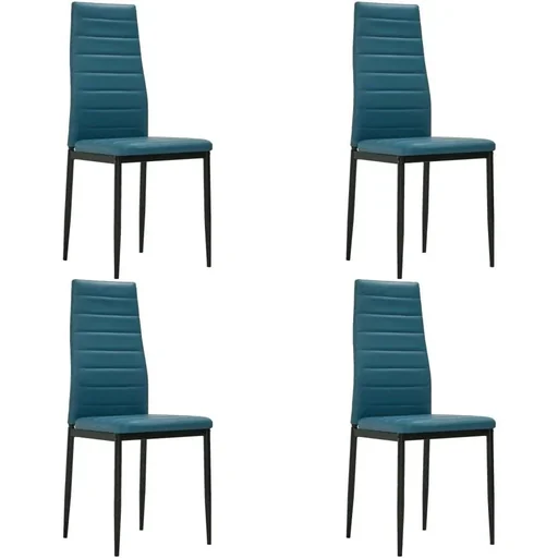 "4-seater dining chairs made of faux leather in ocean blue image"