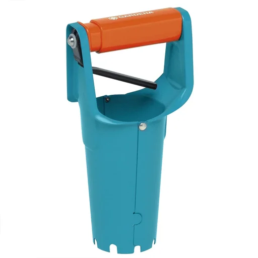 "Flower bulb planter with automatic release and depth scale image"