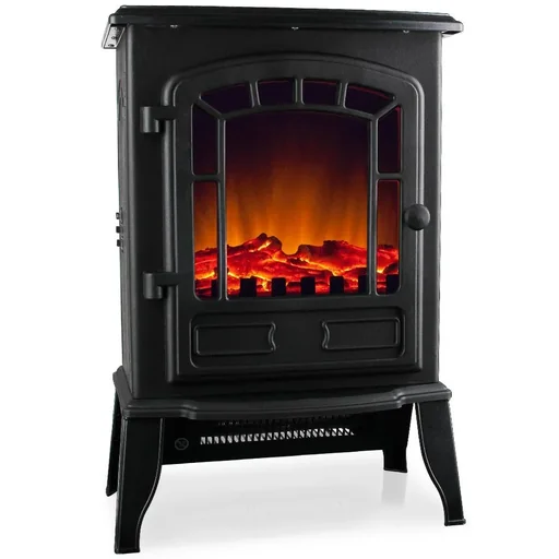 "Electric fire with heating and fireplace effect 2000W black image"