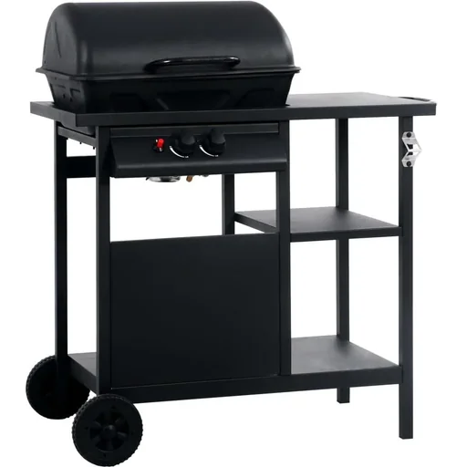 "Gas grill with 3-layer side table black image"