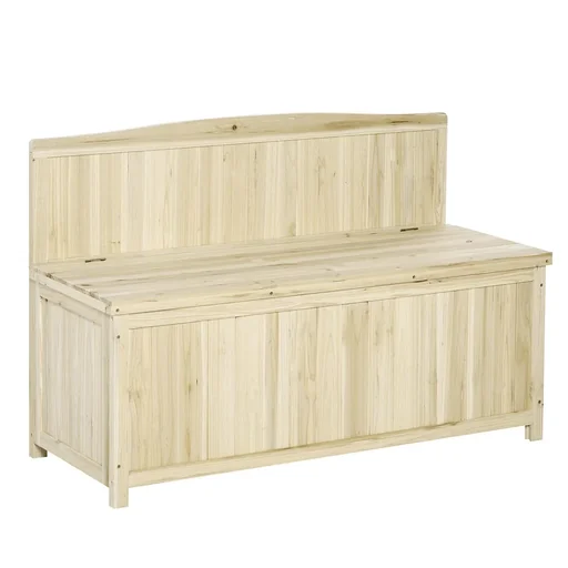 "Garden bench with storage space, chest bench, 2-seater, 250 kg load capacity, natural fir wood, 115 x 45 x 75 cm image"