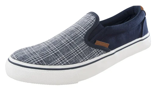 "Canvas slippers, blue checked, size 46 image"