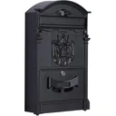 Mailbox lockable with protective flap including 2 keys aluminum black 25.5 x 8.5 x 41 cm