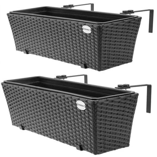 "Polyrattan planter - set of 2 - black image"