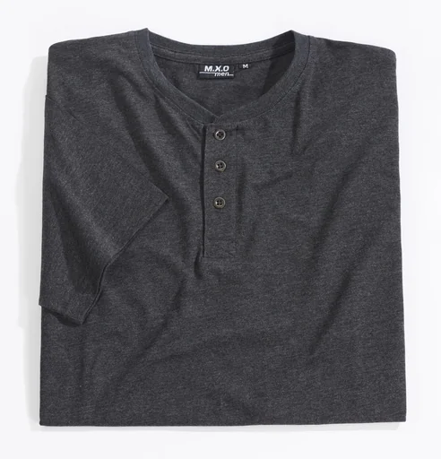 "T-shirt with button placket, color anthracite, size M image"