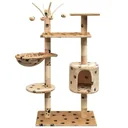 Sisal scratching post for cats 125 cm footprints beige