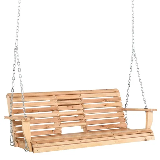 "Hanging bench garden swing swing bench with foldable coffee table for 2-3 people fir wood patio terrace backyard comfortable image"