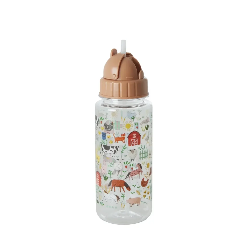 RICE Trinkflasche Kinder Farm Print