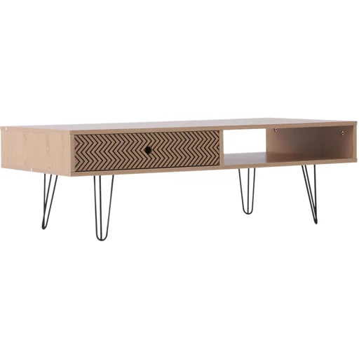 "Coffee table, side table, sofa table, TV table, coffee table with drawer, wood oak 110 x 55 x 35.5 cm image"