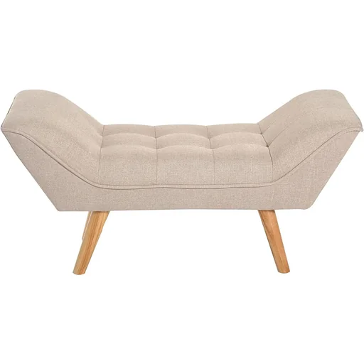 "Upholstered bench retro bench linen wooden feet beige image"